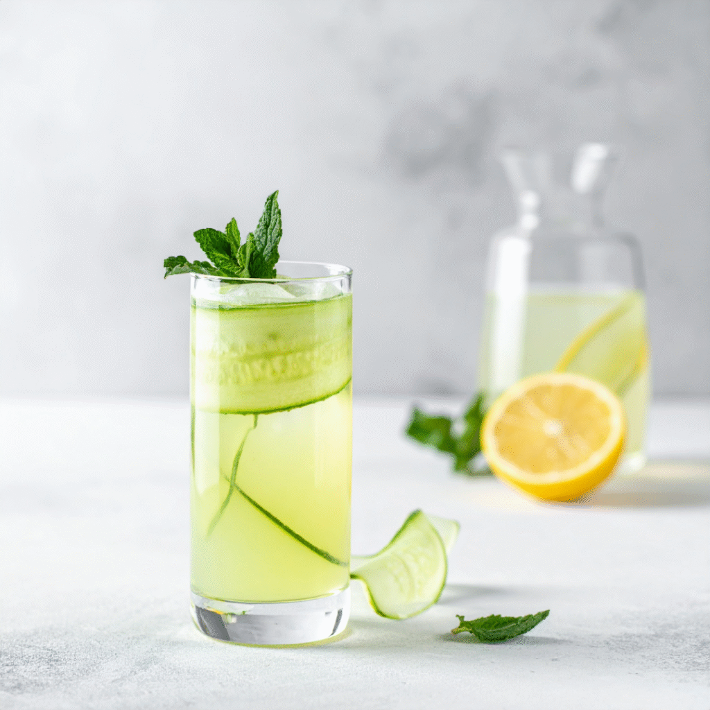 cocktail green beast avec la liqueur d'absinthe du jardin de mazaalaï et concombre